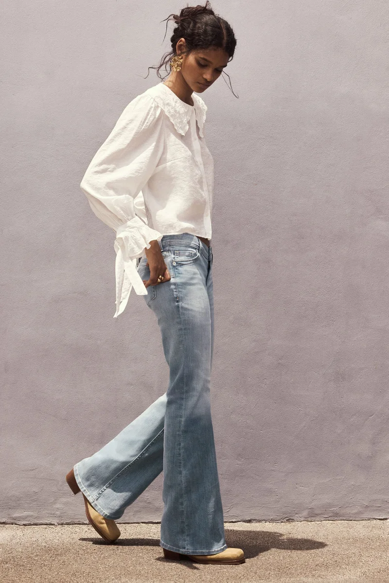 اتش اند ام جينز بقصة حافة واسعة بخصر منخفض جدًا